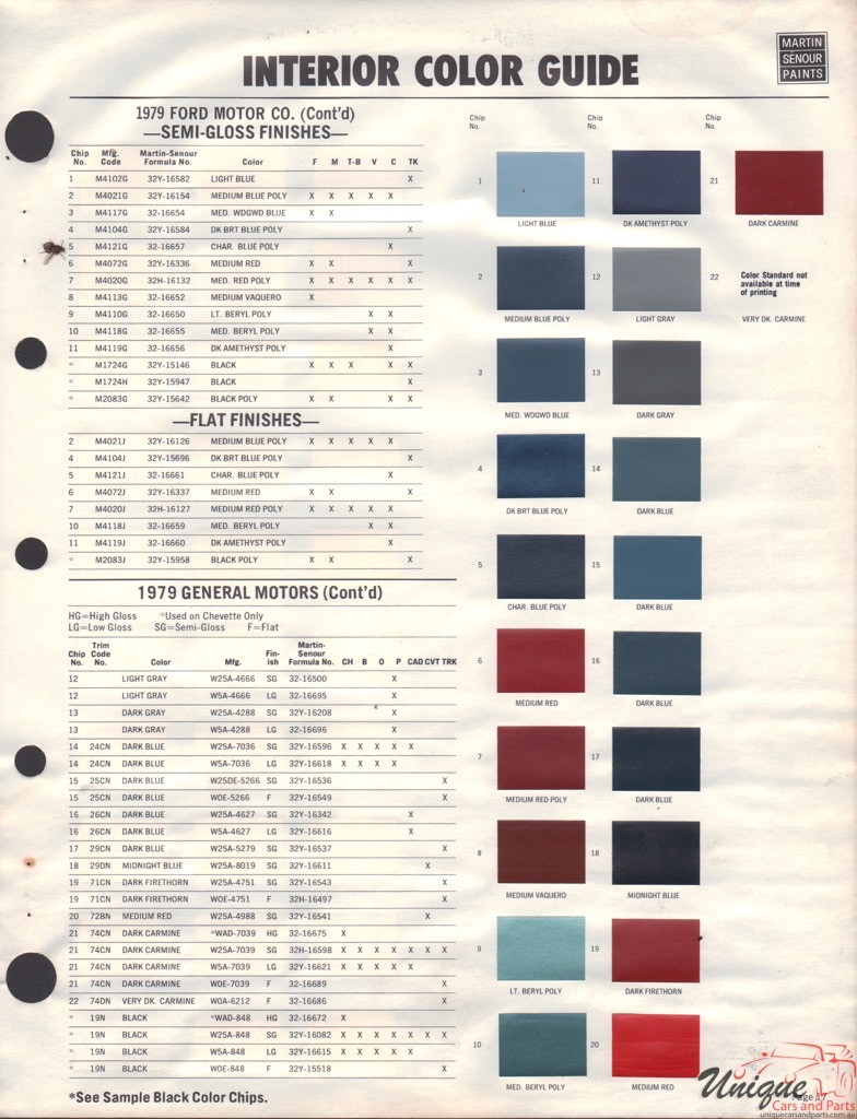 1979 Ford Paint Charts Sherwin-Williams 6